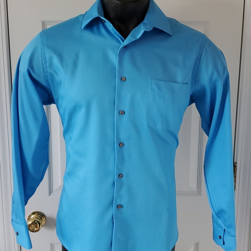 Geoffrey Benne Aqua Blue Button Down Dress Shirt